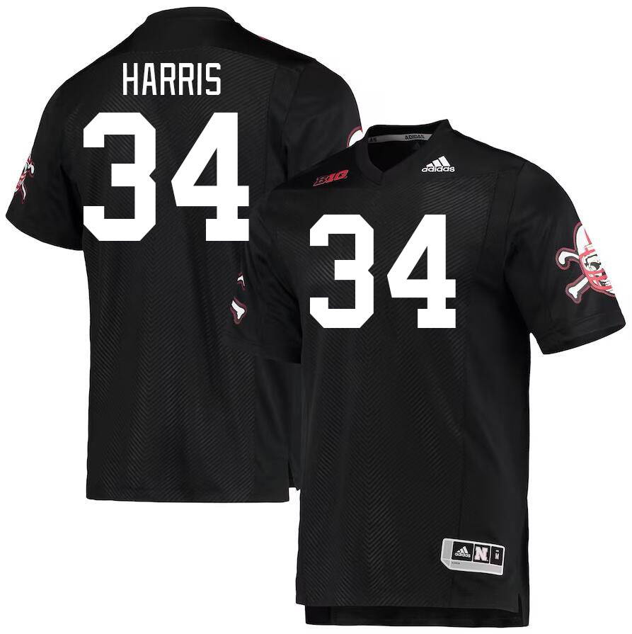 Men #34 Isaiah Harris Nebraska Cornhuskers College Football Jerseys Stitched Sale-Black - Click Image to Close